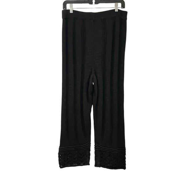 ASOS Knit Beach Pants Black Pull On Festival Stretch High Rise Crop Capri US 14 - Picture 4 of 6